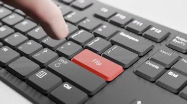 Kara Klavyede Kırmızı Düğmeye Basmak Üzere, 3D Klavye, Kırmızı Flip Anahtarı Canlandırması