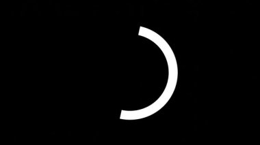 Sallanan Yarım Çember Yükleme Animasyonu: 124; Siyah Arkaplanda Tam Ekran Beyaz Dönme