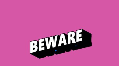 Renk Değiştiren Arkaplan ile Graffiti Biçiminde BEWARE Metni