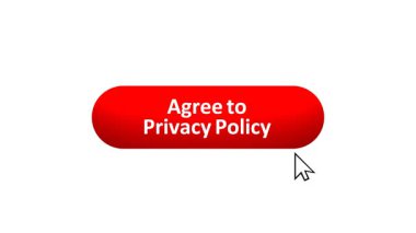 Bilgisayar Fare Tarafından Renk Değiştiren Efekt ve Doğrulama Tıklanarak 'Gizlilik Politikasını Kabul Et' düğmesinin 3 Boyutlu Canlandırması