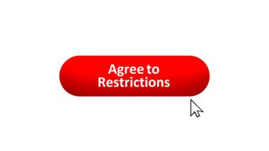 Bilgisayar Fare Tıklaması Tarafından Renk Değiştiren Efekt ve Doğrulama Tıklanarak 'Kısıtlamaları Kabul Et' düğmesinin 3B Canlandırması