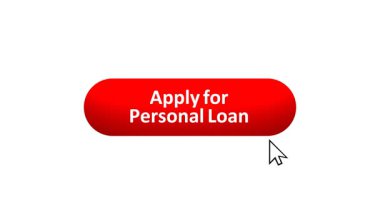 'Kişisel Krediye Uygula' düğmesinin 3B Hazırlanmış Canlandırması Renk Değiştiren Efekt ve Doğrulama Tıklaması ile Bilgisayar Fare Tıklaması