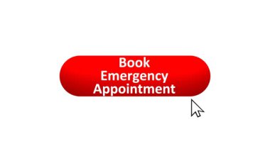 Bilgisayar Fare Tıklayarak Renk Değiştiren Efekt ve Doğrulama Tıklaması ile 3B Oluşturulmuş 'Kitap Acil Randevusu' düğmesi