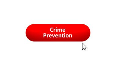 Bilgisayar Fare Tarafından Renk Değiştiren Efekt ve Doğrulama Tıklanan 'Suçu Önleme' düğmesinin 3B Hazırlanmış Canlandırması