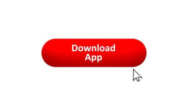 'Uygulamayı İndir' düğmesinin 3B Hazırlanmış Canlandırması Renk Değiştiren Efekt ve Doğrulama Tıklaması ile Bilgisayar Fare Tıklaması