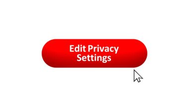 'Gizlilik Ayarlarını Düzenle' nin 3B Hazırlanmış Canlandırması Renk Değiştiren Efekt ve Doğrulama Tıklaması ile Bilgisayar Fare Tıklaması