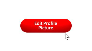 Bilgisayar Fare Tarafından Renk Değiştiren Efekt ve Doğrulama Tıklanan 'Profil Resmini Düzenle' düğmesinin 3B Hazırlanmış Canlandırması