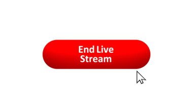 Bilgisayar Fare Tarafından Renk Değiştiren Efekt ve Doğrulama İşaretli 3B 'End Live Stream' düğmesi