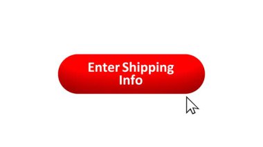 Bilgisayar Fare Tarafından Renk Değiştiren Efekt ve Doğrulama İşareti ile tıklatılan 'Nakliye Bilgilerini Girin' düğmesinin 3B Hazırlanmış Canlandırması