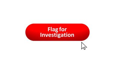 Bilgisayar Fare Tarafından Renk Değiştiren Efekt ve Doğrulama Tıklanan 3B 'Soruşturma Bayrağı' düğmesi