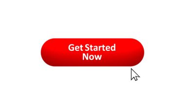 'Şimdi Başla' düğmesinin 3B Hazırlanmış Canlandırması Renk Değiştiren Efekt ve Doğrulama Tıklaması ile Bilgisayar Fare Tıklaması