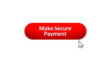 'Güvenli Ödeme Yap' düğmesinin 3B Hazırlanmış Canlandırması Renk Değiştiren Efekt ve Doğrulama Tıklaması ile Bilgisayar Fare Tıklaması