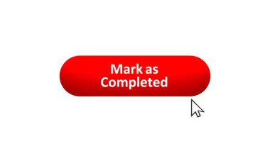 'Tamamlanmış olarak İşaretle' düğmesinin 3B Hazırlanmış Canlandırması Renk Değiştiren Efekt ve Doğrulama Tıklaması ile Bilgisayar Fare Tıklaması