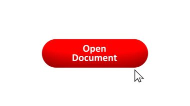 'Belgeyi Aç' düğmesinin 3B Hazırlanmış Canlandırması Renk Değiştiren Efekt ve Doğrulama Tıklaması ile Bilgisayar Fare Tıklaması