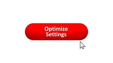 3B Renk Değiştiren Efekt ve Doğrulama İşareti ile Bilgisayar Fare Tıklayan 'Ayarları İyimser Oluştur' düğmesi