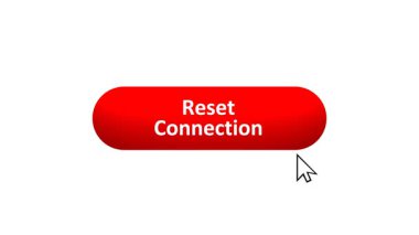 'Bağlantıyı Sıfırla' düğmesinin 3B Hazırlanmış Canlandırması Renk Değiştiren Efekt ve Doğrulama Tıklaması ile Bilgisayar Fare Tıklaması