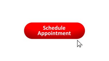 Bilgisayar Fare Tarafından Renk Değiştiren Efekt ve Doğrulama İşaretli 3B 'Zamanlanmış Randevu' düğmesi