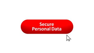 Bilgisayar Fare Tarafından Renk Değiştiren Efekt ve Doğrulama Tıklanan 3B 'Kişisel Veri Güvenliği' düğmesi