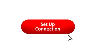 'Bağlantıyı Ayarla' düğmesinin 3B Hazırlanmış Canlandırması Renk Değiştiren Efekt ve Doğrulama Tıklaması ile Bilgisayar Fare Tıklaması