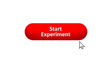 'Deneyleri Başlat' düğmesinin 3B Hazırlanmış Canlandırması Renk Değiştiren Efekt ve Doğrulama Tıklaması ile Bilgisayar Fare Tıklaması