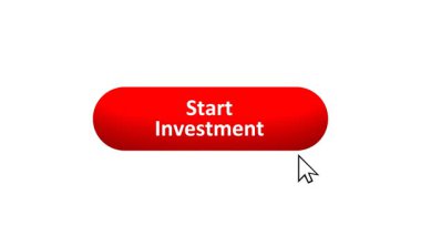 'Yatırımı Başlat' düğmesinin 3B Hazırlanmış Canlandırması Renk Değiştiren Efekt ve Doğrulama Tıklaması ile Bilgisayar Fare Tıklaması
