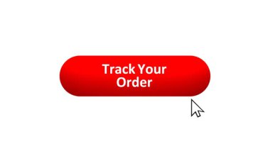 'Siparişinizi İzleyin' düğmesinin 3B Hazırlanmış Canlandırması Renk Değiştiren Efekt ve Doğrulama Tıklaması ile Bilgisayar Fare Tıklaması