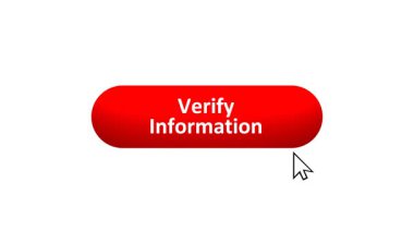 'Bilgiyi Doğrula' düğmesinin 3B Hazırlanmış Canlandırması Renk Değiştiren Efekt ve Doğrulama Tıklaması ile Bilgisayar Fare Tıklaması