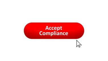 'Uygunluğu Kabul Et' düğmesinin 3B Hazırlanmış Canlandırması Renk Değiştiren Efekt ve Doğrulama Tıklaması ile Bilgisayar Fare Tıklaması