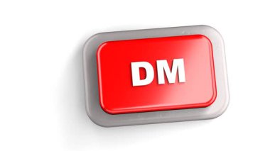 3 Boyutlu Yapılandırılmış Kırmızı Düğme Etiketli DM Parmak Beyaz Arkaplan Tuşu