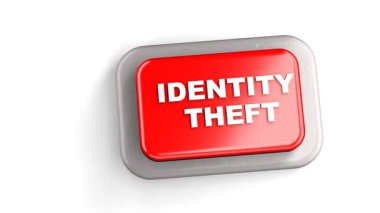 3 Boyutlu Yapılandırılmış Kırmızı Düğme Etiketli Kimlik Parmak Beyaz Arkaplan Bastırılmış TEFT