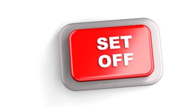 3 Boyutlu Yapılandırılmış Kırmızı Düğme Etiketli Tuşu Kapalı Parmak Beyaz Arkaplan Tuşu