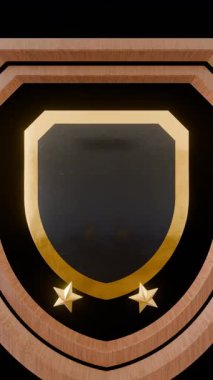 3D altın bir kalkan ve siyah bir çerçeve.