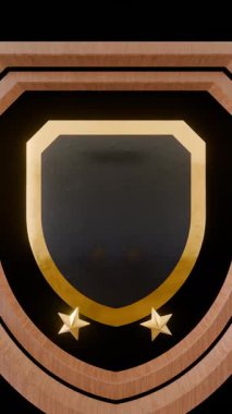 Koyu arkaplanda izole edilmiş altın 3D çekirdek simgesi - 3D oluşturma