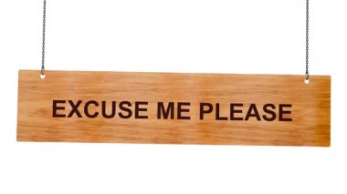 Lütfen, sarı kare çizim, ahşap çerçeveli bir tabela.