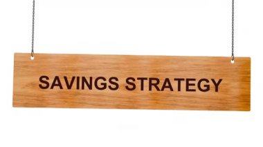 Tasarruf. Metni ve para tasarrufu olan tahta bloklar