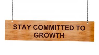 İşinizi başarıya ulaştırın - beyaz arka planda bir zincir üzerinde asılı tahta levha üzerinde kelimeler - izole