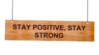 Sözcüklerle yazılmış bir tahta tabela. Beyaz arka planda kal. - 3 boyutlu illüstrasyon.