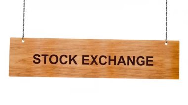 Beyaz zemin üzerinde metin borsası olan tahta tabela