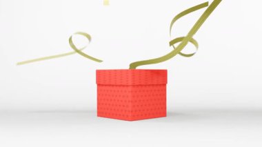 Yeni yılı kutlamak için kırmızı kutunun 3 boyutlu resmi.