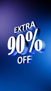 Beyaz arkaplan ile mavi yüzde işaretinin 3 boyutlu görüntülemesi.