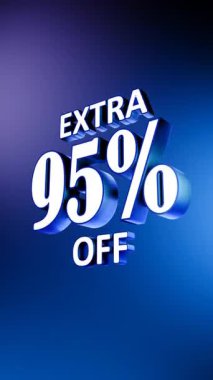 % 60 indirimli, 3 boyutlu. Siyah arkaplan üzerine indirimli metin