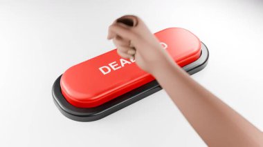 3D Yapılandırılmış Yumruk Dev Kırmızı Ölüyü Kırmızıyla Kırmızıya Basarak Bitiş Düğmesi