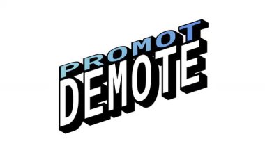 İsometric View 'da ProMOT vs DEMOTE, 3B Metin Canlandırması Karşıt Kelime Hareketi Döngüsü ve Kalın Tipografi Efektleri