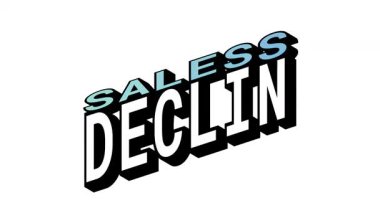 Satış vs DECLIN, Isometric View 'da 3B Metin Canlandırması ve Kalın Tipografi Efektleri ile Karşıt Kelime Hareketi Döngüsü