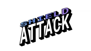 SHIELD - ATTACK, Isometric View 'da 3B Metin Canlandırması Karşıt Kelime Hareketi Döngüsü ve Kalın Tipografi Efektleri