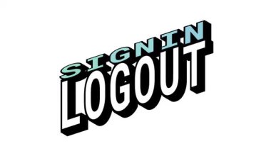 SIGNIN vs LOGOut, Isometric View 'da 3B Metin Canlandırması ve Kalın Tipografi Efektleriyle Karşıt Kelime Hareketi Döngüsü