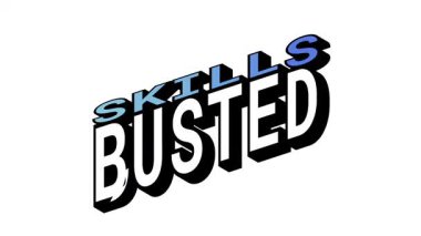 SKILLS vs BUSTED, Isometric View 'da 3B Metin Animasyonu Kalın Tipografi Efektleriyle Karşıt Kelime Hareketi Döngüsü