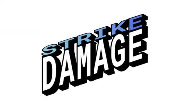 STRIKE vs DAMAGE, Isometric View 'da 3B Metin Canlandırması Karşıt Kelime Hareketi Döngüsü ve Kalın Tipografi Efektleri