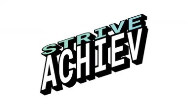 STRIVE vs ACHIEV, Isometric View 'da 3B Metin Animasyonu Kalın Tipografi Efektleriyle Karşıt Kelime Hareketi Döngüsü