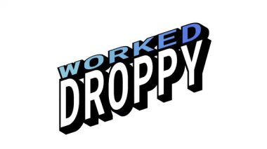 Isometric View 'da DROPPY, 3B Metin Animasyonuna Karşı Kelime Hareketi Döngüsü ve Kalın Tipografi Efektleri